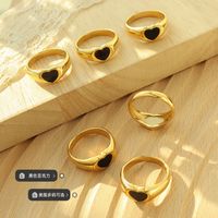 European And American Black Heart Ring Fashion Finger Ring Titanium Steel Ring main image 4