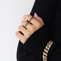 Inlaid Index Finger Ring European And American Green Black Zircon Copper Ring Jewelry main image 5