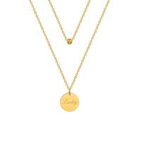 European And American New Luckey Round Brand Titanium Steel 18k Real Gold Plated Necklace Wholesale main image 6