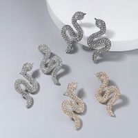 Fashion Full Diamond Snake-shaped Earrings Personality Retro Style Animal Earrings New main image 1