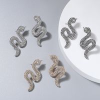 Fashion Full Diamond Snake-shaped Earrings Personality Retro Style Animal Earrings New main image 3