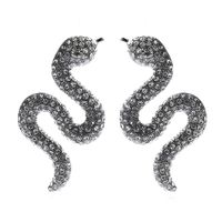 Fashion Full Diamond Snake-shaped Earrings Personality Retro Style Animal Earrings New main image 4