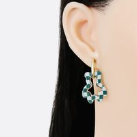 New Korean Cute Cartoon Bear Green White Plaid Earrings Acrylic Earrings Ear Jewelry main image 3