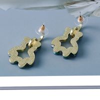 New Korean Cute Cartoon Bear Green White Plaid Earrings Acrylic Earrings Ear Jewelry main image 6