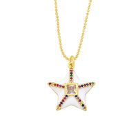 Fashion Bohemian Style Necklace Geometric Five-pointed Star Color Zircon Drop Oil Necklace Female main image 5