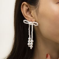 Boucles D&#39;oreilles Rétro Avec Nœud De Perles D&#39;imitation De Bijoux Européens Et Américains main image 2