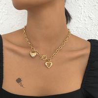 Simple Wind Necklace Geometric Hollow Heart Ot Buckle Necklace main image 2