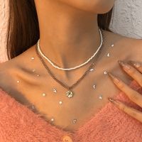 Collar Doble Simple Collar Colgante Irregular De Perlas De Cristal Imitado main image 1