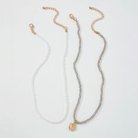 Simple Double Necklace Imitated Crystal Pearl Irregular Pendant Necklace main image 5