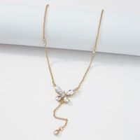 Fashion Single Laye Female Full Diamond Butterfly Long Chain Necklace main image 5