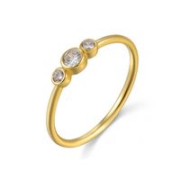 Fashion Temperament Ring Simple And Versatile Inlaid Three Zircon Joint Rings sku image 1