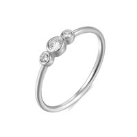 Fashion Temperament Ring Simple And Versatile Inlaid Three Zircon Joint Rings sku image 4