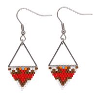 Bohemian Retro Ethnic Miyuki Rice Bead Triangle Earrings sku image 6