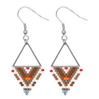 Bohemian Retro Ethnic Miyuki Rice Bead Triangle Earrings sku image 18