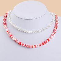 Bohemian Hand-woven Pearl Soft Ceramic Multilayer Necklace Creative Color Jewelry sku image 1
