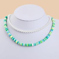 Bohemian Hand-woven Pearl Soft Ceramic Multilayer Necklace Creative Color Jewelry sku image 2