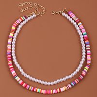 Bohemian Hand-woven Pearl Soft Ceramic Multilayer Necklace Creative Color Jewelry sku image 4