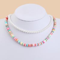Bohemian Hand-woven Pearl Soft Ceramic Multilayer Necklace Creative Color Jewelry sku image 5