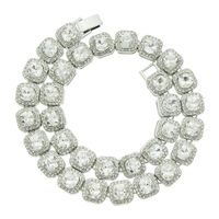 Hip-hop Men's Short Square Diamond Full Diamond Cuban Chain Necklace Bracelet Wholesale sku image 8