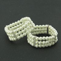Fashion Personality Diamond-studded Pearl Three-layer Wide Bracelet sku image 1