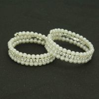 Pulsera Ancha De Tres Capas De Perlas Con Diamantes Incrustados De Personalidad De Moda sku image 2
