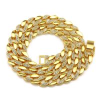 Hip-hop Style 18k Gold Men's Diamond Necklace 30-inch Cuban Chain Necklace And Bracelet Wholesale sku image 5