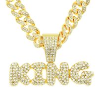 European And American Hip-hop Exaggerated King Full Diamond Letter Pendant Men's Necklace sku image 1