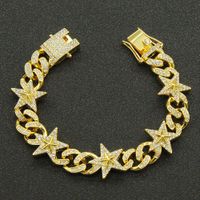 Hip-hop Three-dimensional Stars Full Diamond Cuban Chain Bracelet Trendy Bracelet sku image 1