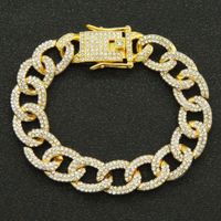 European And American Hip Hop Full Diamond Three-dimensional Cuban Chain Bracelet sku image 1