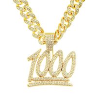 Hip-hop Digital Pendent Cuban Chain Men's Full Diamond 1000 Points Pendant Trendy Necklace sku image 3
