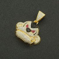 Hip Hop Full Diamond Three-dimensional Monkey Pendant Necklace Domineering Cuban Chain Necklace sku image 1
