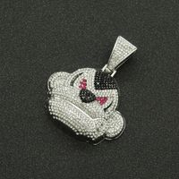 Hip Hop Full Diamond Three-dimensional Monkey Pendant Necklace Domineering Cuban Chain Necklace sku image 2