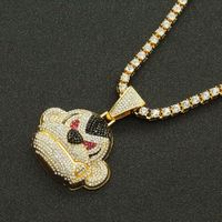 Hip Hop Full Diamond Three-dimensional Monkey Pendant Necklace Domineering Cuban Chain Necklace sku image 3