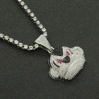 Hip Hop Full Diamond Three-dimensional Monkey Pendant Necklace Domineering Cuban Chain Necklace sku image 4