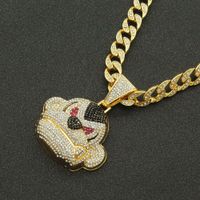 Hip Hop Full Diamond Three-dimensional Monkey Pendant Necklace Domineering Cuban Chain Necklace sku image 5