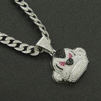 Hip Hop Full Diamond Three-dimensional Monkey Pendant Necklace Domineering Cuban Chain Necklace sku image 6