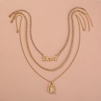 European And American New Multi-layer Necklace Fashion Gothic Letter Lock Pendant Necklace sku image 1
