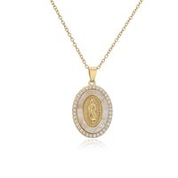 New Copper-plated 18k Gold Dripping Oil Zircon Virgin Mary Pendent Necklace Wholesale sku image 3