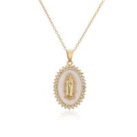 New Copper-plated 18k Gold Dripping Oil Zircon Virgin Mary Pendent Necklace Wholesale sku image 2