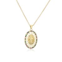 New Copper Micro-inlaid Zircon Jewelry 18k Gold Plated Hollow Geometric Pendant Necklace sku image 2