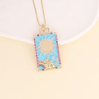 European And American New Personality Retro Square Brand Pendant Copper Micro-inlaid Zircon Necklace sku image 3