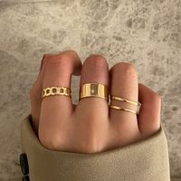 Fashion Creative Simple Fashion Geometric Chain Opening Twist Ring Three-piece Set sku image 2