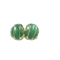 New Autumn And Winter Retro Green Exaggerated Oil Drop Round Earrings sku image 1