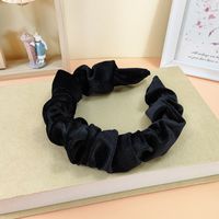 Fashion Solid Color Golden Velvet Folded Fabric Large-intesine Hairpin Wide-brimmed Hair-fix Headband sku image 4