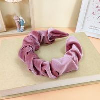 Fashion Solid Color Golden Velvet Folded Fabric Large-intesine Hairpin Wide-brimmed Hair-fix Headband sku image 6