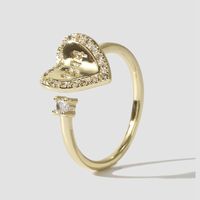 Simple Copper Inlaid Zirconium Heart Ring Creative Ring Jewelry sku image 1
