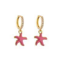 Retro Micro-inlaid Zircon Oil Drop Color Heart Starfish Lightning Earrings sku image 23