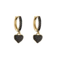 Fashion Micro-inlaid Zircon Colored Diamonds Two-tone Electroplating Heart-shaped Earrings sku image 4