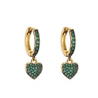 Fashion Micro-inlaid Zircon Colored Diamonds Two-tone Electroplating Heart-shaped Earrings sku image 5