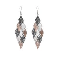 European And American Creative Metal Color Leaf Splicing Tassel Diamond Earrings sku image 5